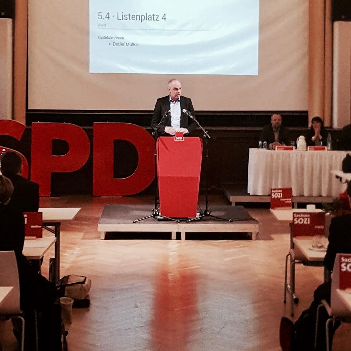 Bundestagswahl 2017: Detlef Müler spricht auf der Konferenz in Nossen.